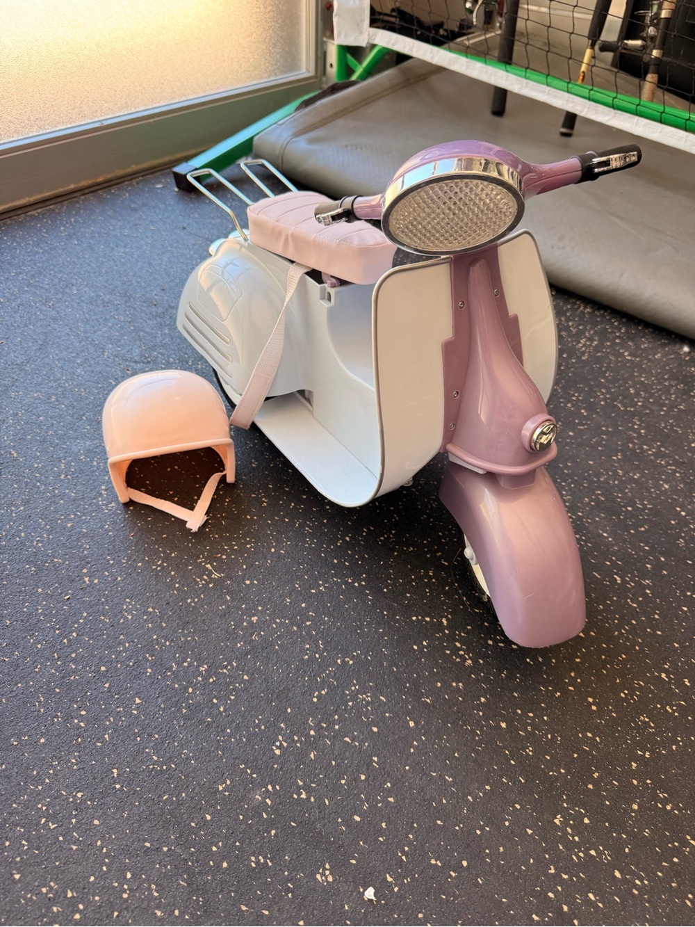 Pink & White Kids Scooter Ride-On Toy with Helmet